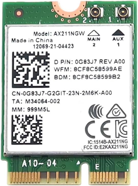 Wireless Card G83J7 / Intel AX211NGW WiFi 6E Bluetooth 5.3 – M.2 2230 CNVio2