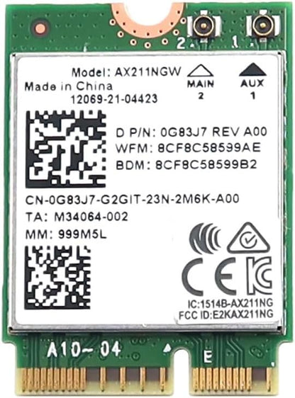 Wireless Card G83J7 / Intel AX211NGW WiFi 6E Bluetooth 5.3 – M.2 2230 CNVio2